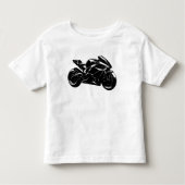 Futuristic Motorcycle Black White Vector トドラーTシャツ (正面)