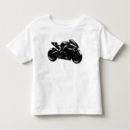 Futuristic Motorcycle Black White Vector  トドラーTシャツ