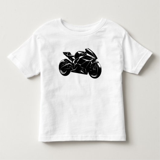 Futuristic Motorcycle Black White Vector  トドラーTシャツ (正面)