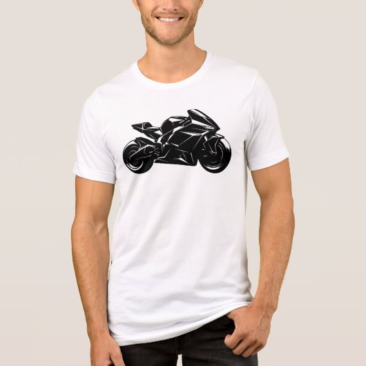 Futuristic Motorcycle Black White Vector  トライブレンドＴシャツ (正面)