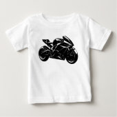Futuristic Motorcycle Black White Vector  ベビーTシャツ (正面)