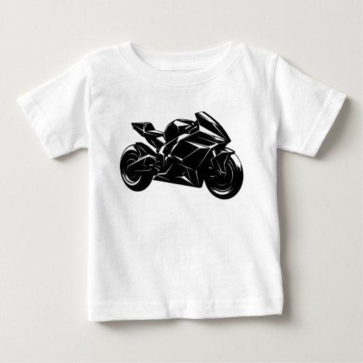 Futuristic Motorcycle Black White Vector ベビーTシャツ (正面)