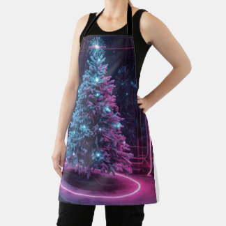 Futuristic Neon Christmas – Modern Sci-Fi Holiday  エプロン