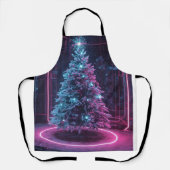 Futuristic Neon Christmas – Modern Sci-Fi Holiday  エプロン (正面)