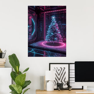 Futuristic Neon Christmas – Modern Sci-Fi Holiday  ポスター