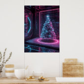 Futuristic Neon Christmas – Modern Sci-Fi Holiday  ポスター (キッチン)