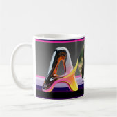 Futuristic Neon Glossy Abstract Letter A コーヒーマグカップ (左)
