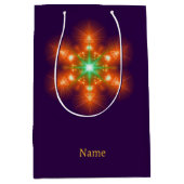 Futuristic Neon Glow Flower Graphic ミディアムペーパーバッグ (正面)