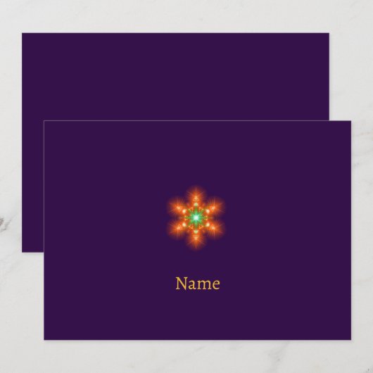 Futuristic Neon Glow Flower Graphic 招待状 (正面/裏面)