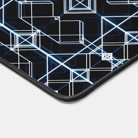Futuristic Neon Grid Pattern デスクマット (コーナー)