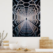 Futuristic Neon Hex Tunnel ポスター (キッチン)