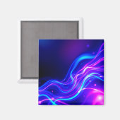 Futuristic Neon Liquid Waves – Electric Energy Flo マグネット (正面/裏面)