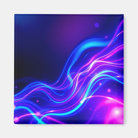Futuristic Neon Liquid Waves – Electric Energy Flo マグネット (正面)