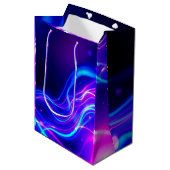 Futuristic Neon Liquid Waves – Electric Energy Flo ミディアムペーパーバッグ (正面アングル)