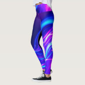 Futuristic Neon Liquid Waves – Electric Energy Flo レギンス (左)