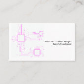 Futuristic Neon Pink Circuit Board Engineer 名刺 (正面)