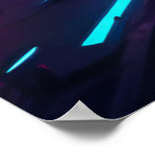 Futuristic Neon Vaporwave City Horizon Synthwave ポスター (角)