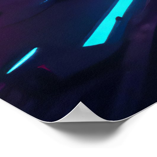 Futuristic Neon Vaporwave City Horizon Synthwave ポスター (角)