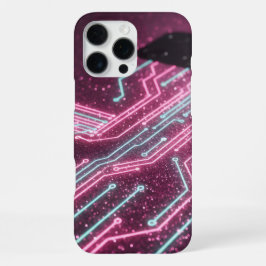 Futuristic Pink Glitter Cyber Circuit iPhone 16 Ca Pro Maxケース