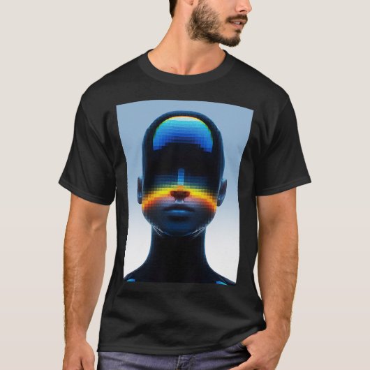 Futuristic Pixel Art Portrait Tシャツ (正面)