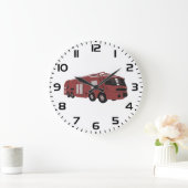 Futuristic Red Sci-Fi Command Vehicle ラージ壁時計 (ホーム)