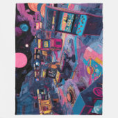 Futuristic Retro Arcade in Outer Space フリースブランケット (正面)