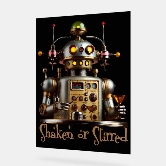 Futuristic Robot Bartender "Shaken or Stirred" アクリルサイン (傾斜)
