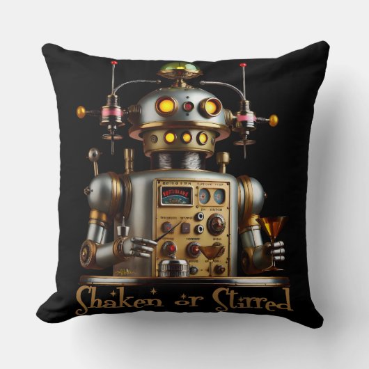 Futuristic Robot Bartender "Shaken or Stirred" クッション (正面)