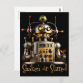 Futuristic Robot Bartender "Shaken or Stirred" ポストカード (正面/裏面)