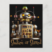 Futuristic Robot Bartender "Shaken or Stirred" ポストカード (正面)