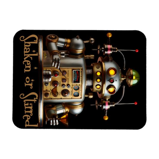 Futuristic Robot Bartender "Shaken or Stirred" マグネット (横)