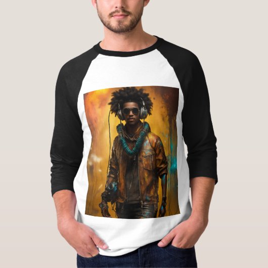 Futuristic Robot DJ Tシャツ – Ignite Your Sound (正面)