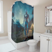 Futuristic Robot in Ancient Landscape シャワーカーテン (インサイチュ)