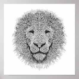 Futuristic Robotics Art: Cybernetic King Lion Head ポスター