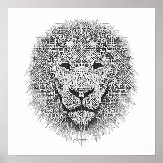 Futuristic Robotics Art: Cybernetic King Lion Head ポスター (正面)