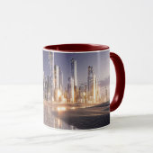 Futuristic Sci-Fi City Reflected In Desert Sands マグカップ (正面右)