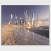 Futuristic Sci-Fi City Reflected In Desert Sands ラッピングペーパー (フラット)