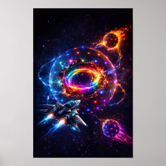 Futuristic Space Portal with Sci-Fi Spaceship – Co ポスター (正面)