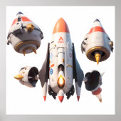 Futuristic Spacecraft Design Detachable Modules ポスター (正面)