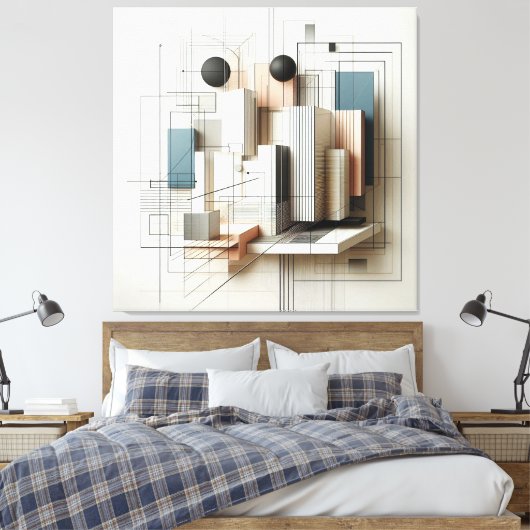Futuristic Spatial Construct キャンバスプリント (インサイチュ (寝室))
