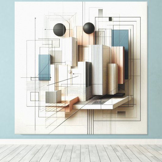 Futuristic Spatial Construct キャンバスプリント (インサイチュ (ウッドフロア))