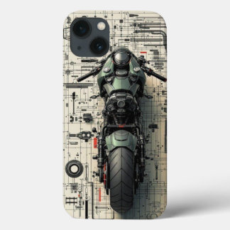 Futuristic Superbike: Tech Blueprint Architectural iPhone 13ケース