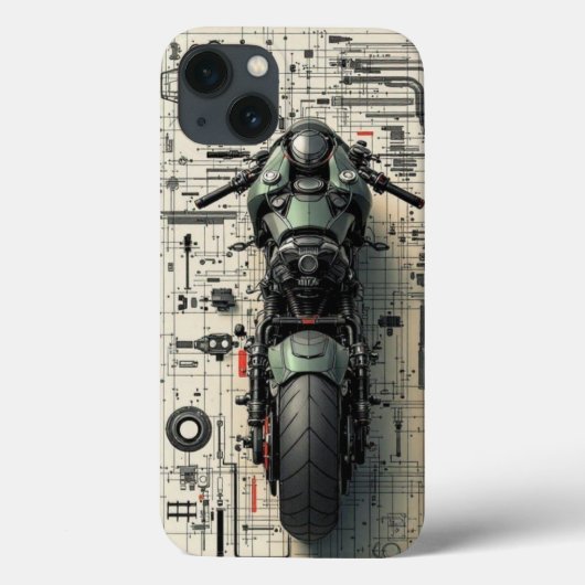 Futuristic Superbike: Tech Blueprint Architectural Case-Mate iPhoneケース (裏面)