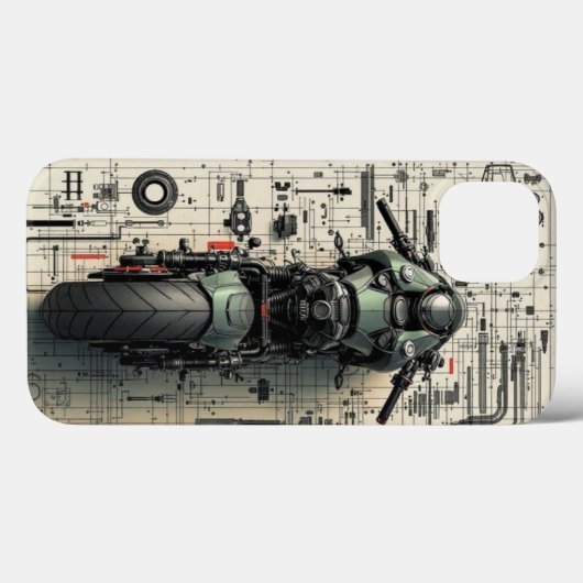Futuristic Superbike: Tech Blueprint Architectural Case-Mate iPhoneケース (裏面 (横))
