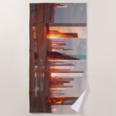 Futuristic Surreal Mirror Towers In Desert ビーチタオル (正面)