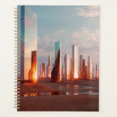Futuristic Surreal Mirror Towers In Desert プランナー手帳 (正面)