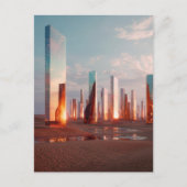 Futuristic Surreal Mirror Towers In Desert ポストカード (正面)