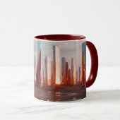 Futuristic Surreal Mirror Towers In Desert マグカップ (正面右)