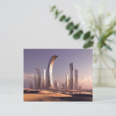 Futuristic Surreal Skyscrapers In Desert Landscape ポストカード (スタンド正面)
