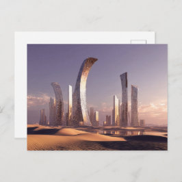 Futuristic Surreal Skyscrapers In Desert Landscape ポストカード